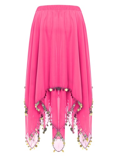 Damen Swing Rock Mottoparty Bauchtanz Glitzerröcke unregelmäßiger Saum einfarbig - Bild 83 von 140