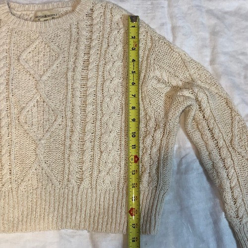 Vintage Denim & Supply Ralph Lauren Damen kleiner halb geschnittener Pullover mit Zopfmuster cremefarben - Bild 9 von 13
