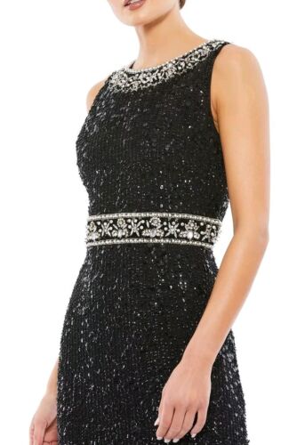Mac Duggal 10739 Damen 8 VERZIERT Perlen Pailletten ÄRMELLOS schwarz KLEID Neu - Bild 3 von 11