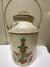 Vtg Rustic Folk Art Pennsylvania Dutch Toleware Americana Country Milk Jug/Can