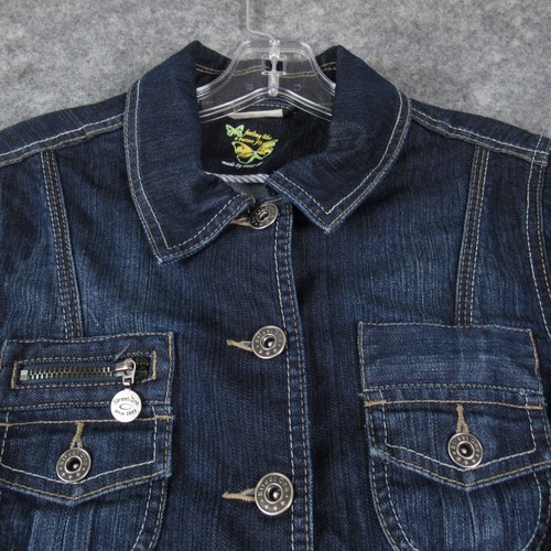 Street One Denim Jacket Womens Small Blue Long Sleeve Cropped Dark Wash - Picture 2 of 13