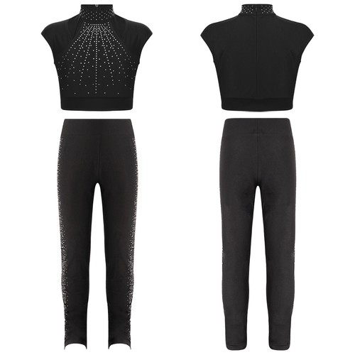 Kids Girls Figure Skating Outfit Invisible Zipper Dancewear School Show Shiny - Picture 16 of 45