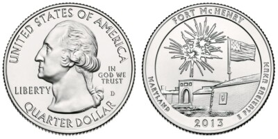 #ad 2013 D Fort McHenry ATB Uncirculated Quarter From US Mint Rolls $1.95