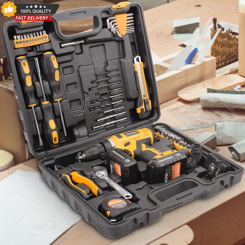47Pcs 12V Cordless Drill Driver Tool Set Home DIY Kit 2 Batteries Included - Picture 2 of 12