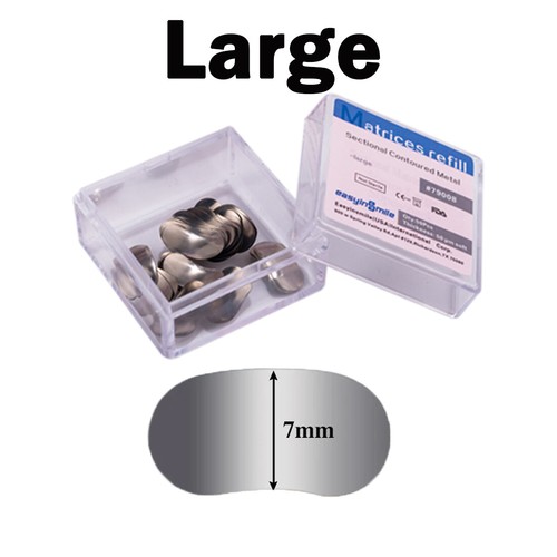 50 Pezzi Fasce Matrici Dentali Sezionali Sagomate Metal Matrix Fasce Morbide S/M/L US - Foto 15 di 18