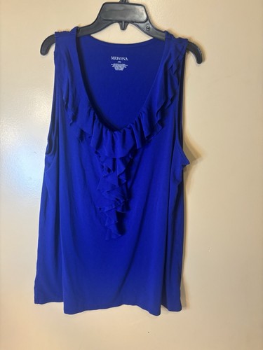 Camiseta sin mangas Merona para mujer, con volantes delanteros, suave y elástica, talla 2XL azul real - Imagen 1 de 5