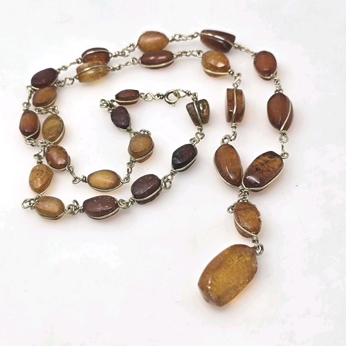 Vintage Genuine Baltic Amber Nuggets Necklace Gold Filled Wire 20"