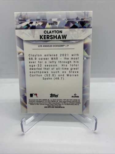 2022 Topps Chrome Update Series - Diamond Greats Chrome Clayton Kershaw #DGC-12 - Bild 5 von 5
