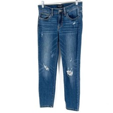 Judy Blue Medium Dark Mix Washed Stretch Distressed Boyfriend Fit Denim Jean 27