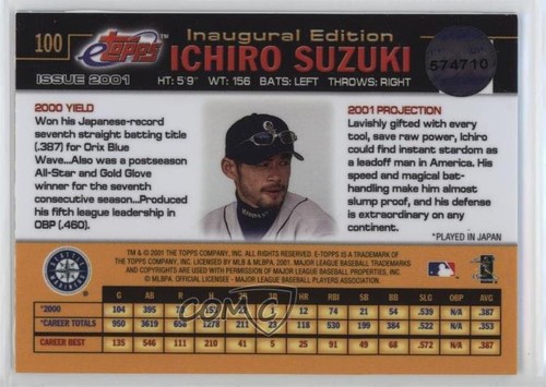 2001 eTopps Ichiro Suzuki #100 Rookie RC HOF - Picture 2 of 4