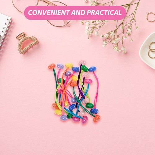 7 Pairs Heart Hair Rope Acrylic Ball Ties Colorful Child Candy Ponytail Holder - Imagen 7 de 12