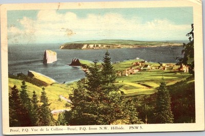 Perce PQ Vintage Canada Postcard Perce from NW Hillside PNW 5 Postmarked B57