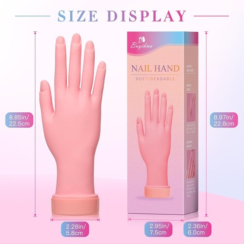 Mano de práctica de uñas Buqikma para uñas acrílicas, maniquí uñas rosa  - Imagen 2 de 8