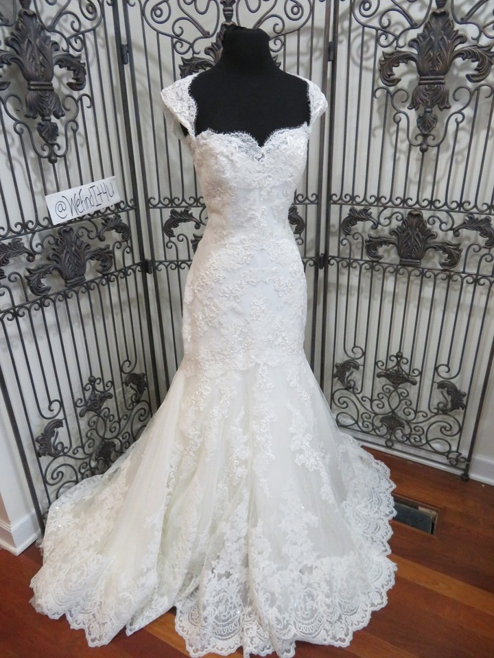 H6 DESIGNER LACE SEQUIN IV MERMAID SZ 12 WEDDING GOWN  DRESS  $1999