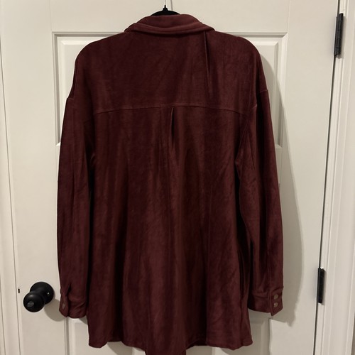 LuLaRoe Abigail Shacket W/ Pockets Corduroy Stretchy - Large Burgundy- Item#217 - Picture 7 of 8