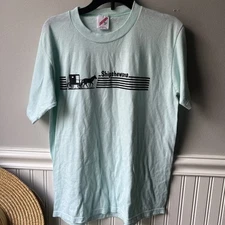 Jerzees 90s Single stitch Tee Shipshewana Light Blue Medium
