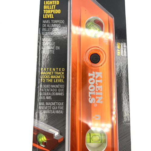 KLEIN TOOLS 935RBLT 9 in LIGHTED BILLET TORPEDO LEVEL - RARE EARTH MAGNETS -NEW - Picture 4 of 9