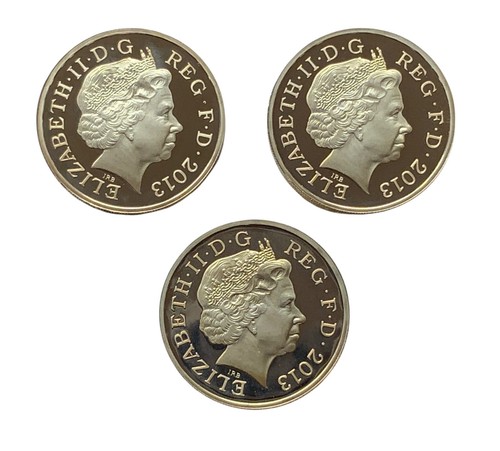 2013 £1 30th Anniversary Royal Mint Arms 3 Coin Silver Proof set #H-6 - Picture 3 of 4