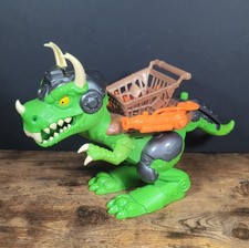 Figura de dinosaurio verde Fisher-Price Imaginext con accesorios de jaula y armadura