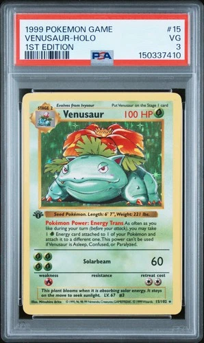 1999 POKEMON GAME 1ST ED #15 VENUSAUR-HOLO PSA 3