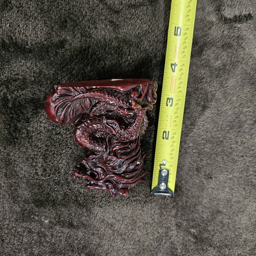 Red Resin Chinese Dragon Holding Ball  W/Koi Fish Figurine Statue 3.5"x 3" Decor - Bild 21 von 22