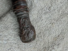 Vintage Antique Leather Wrapped  Swagger Knob Walking Stick Cane Plantation 