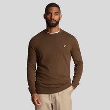 Men's Lyle And Scott Cotton Merino Crewneck Sweater in Green