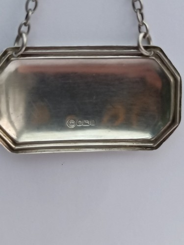 Solid Silver Sherry Decanter Label Francis Howard Sheffield 1983 Hallmarked - Picture 4 of 4