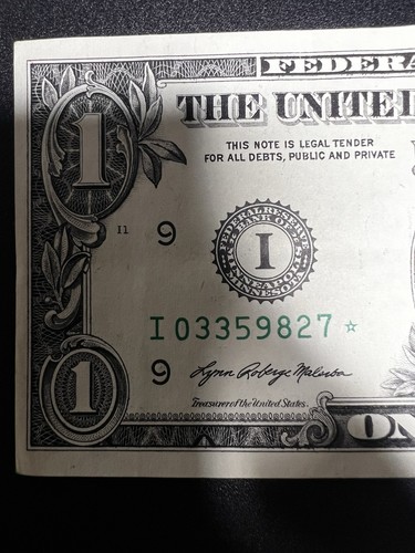 2021 $1 Federal Reserve Star Note Misaligned Print Rare Error I 03359827 * Crisp - Picture 3 of 18