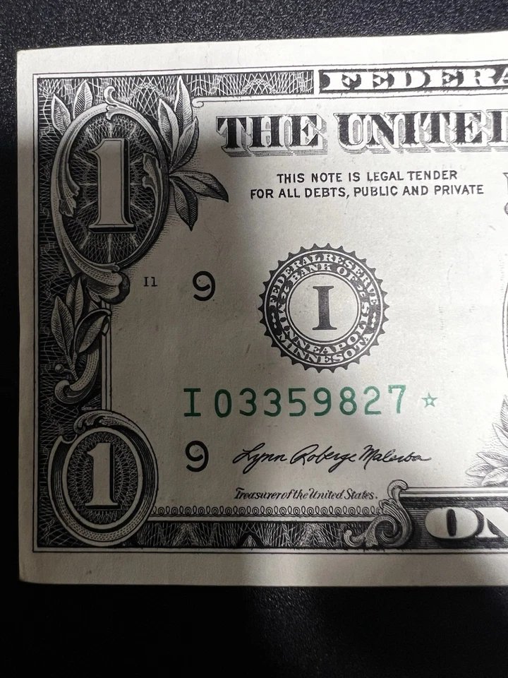 2021 $1 Federal Reserve Star Note Crisp Misaligned Print Errors Rare sn03359827 - Image 3 of 4