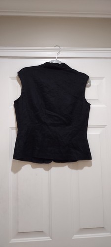 Ann Taylor schwarz Leinen ärmellos Knopf Bluse Größe 10 - Bild 4 von 5