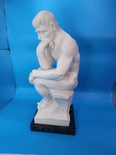 Statua scultura "Il Pensiero" di Gino Ruggeri su base marmo 10 pollici - Foto 10 di 16