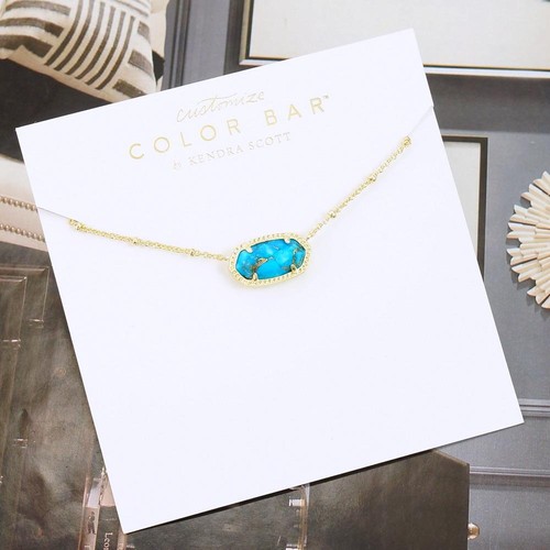 NUEVO SIN ETIQUETAS Kendra Scott Elisa Satélite Turquesa Bronce Veado Collar Tono Dorado - Imagen 5 de 7