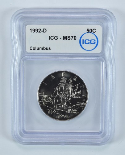 1992-D Columbus Commemorative Half Dollar MS70 ICG *3371 - Picture 1 of 5