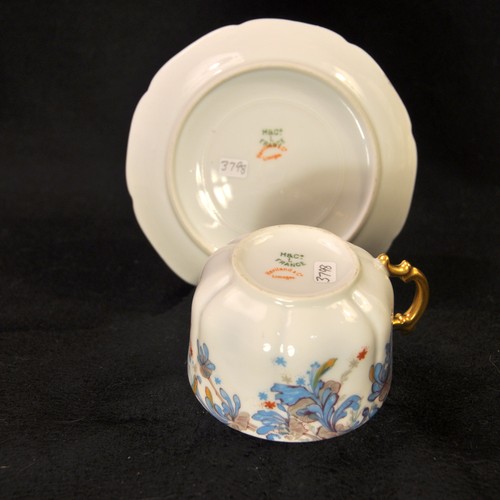 Haviland Cup & 3 Saucers Blue Florals w/Gold Handle 1889-1896 Pompadour 14 Mold - Picture 18 of 24