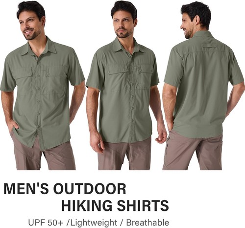 Herren Kurzarm UPF 50 UV Sonnenschutz schnelltrocknend Wandern Angeln Hemden - Bild 13 von 48