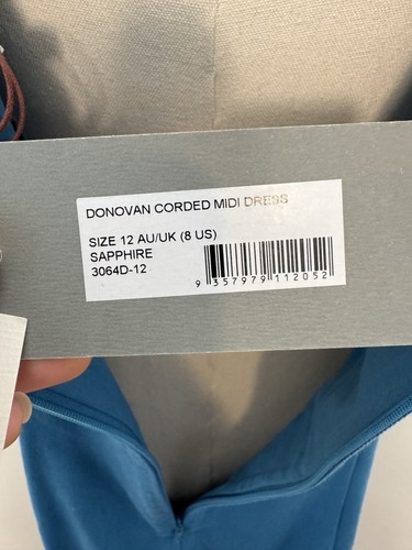 Vestido midi con cordón Alemais Donovan en zafiro talla AU 12 US 8 NUEVO CON ETIQUETAS - Imagen 6 de 10