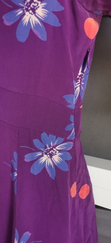 Juicy Couture Purple Baby Doll Floral Silk Dress Size 6xs - Picture 5 of 12