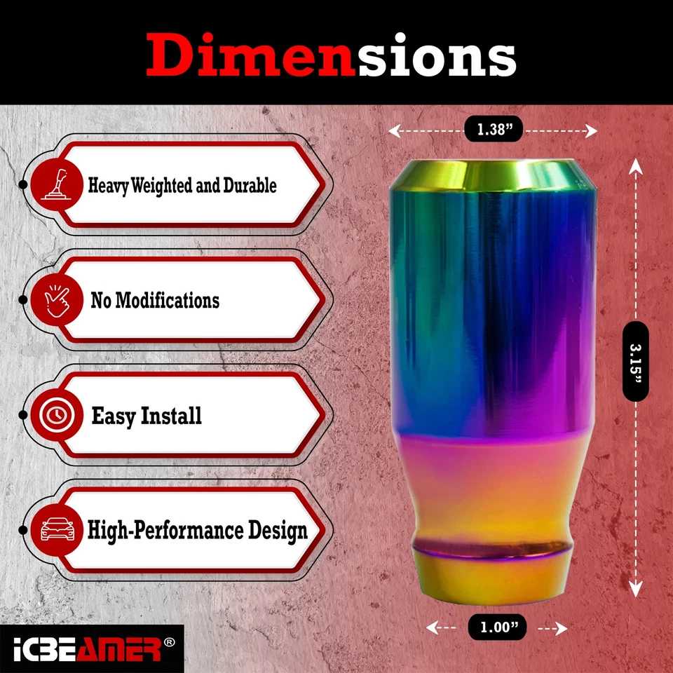 Barra corta JDM Neo cromada MANUAL palanca de cambios engranaje deriva forma perilla de cambio R382 Foto 4 de 4