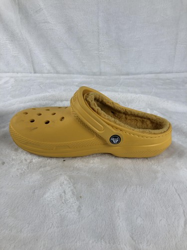 Crocs Classic Fuzz Lined Clog Shoes Women 8 Yellow Slip On Comfort Mule Cozy - Picture 9 of 9