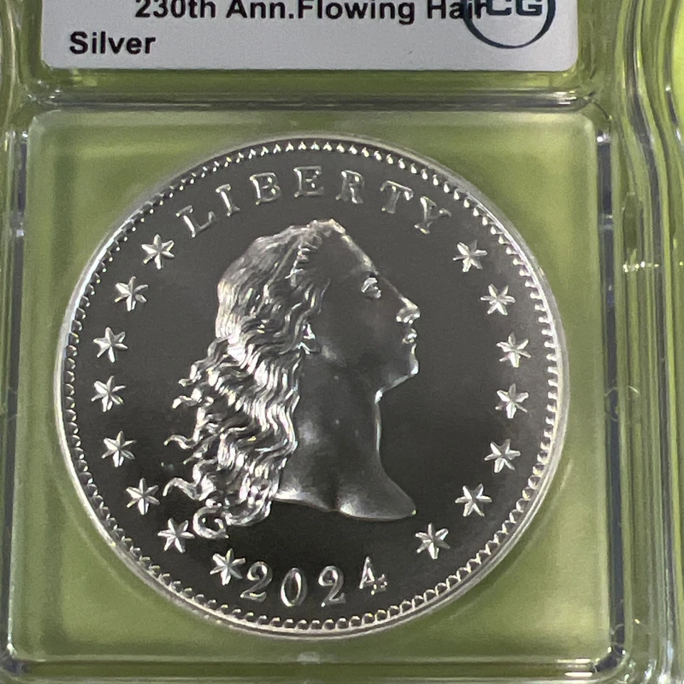 2024 Silver Flowing Hair Medal 230th Anniversary US Mint PCGS MS69 Box & COA inc - Image 4 of 4
