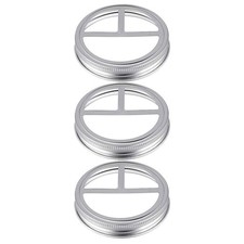 3Pcs Silver Stainless Steel Mason Jar Lid Wide Mouth Toothbrush Holder Cover