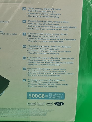 LaCie 750 GB USB 2.0 Desktop External Hard Drive Design by Neil Poulton 301303U - Picture 5 of 10
