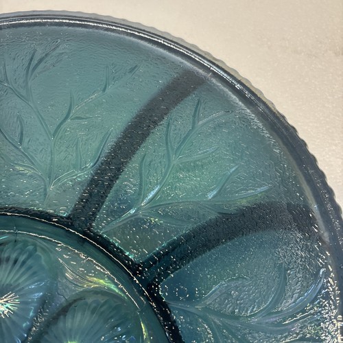 VTG INDIANA BLUE CARNVIAL GLASS DEVILED EGG RELISH PLATE TRAY SERVER 13" - Picture 17 of 20
