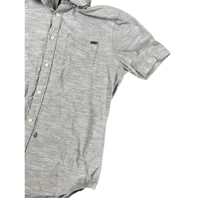 Volcom Men’s L Gray Short Sleeve Button Up Shirt Modern Fit Casual Excellent - Image 2 of 4