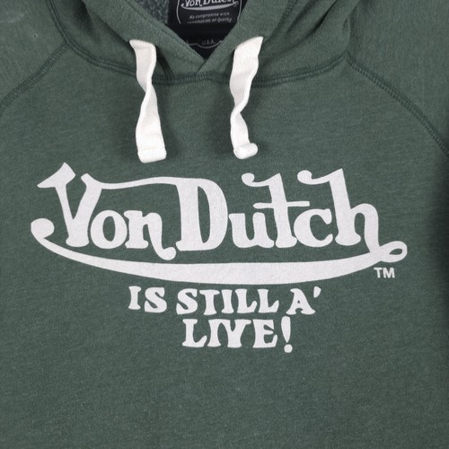 Von Dutch Is Still Alive Hoodie Mens 3XL Green Pullover Sweatshirt XXXL USA Made - Picture 2 of 9