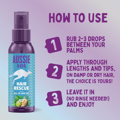 Aussie SOS Hair Rescue Oil 100ml - Veganes All-In-One Haaröl für trockenes Haar - Bild 2 von 9