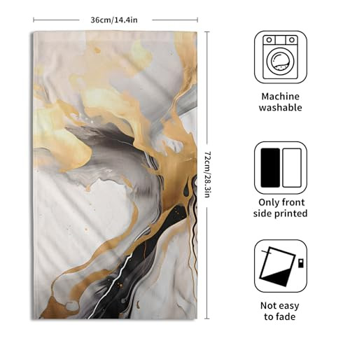 Marble Hand Towels for Bathroom - Grey 28.3x14.4in Gold Black Grey White Marble - Picture 4 of 7