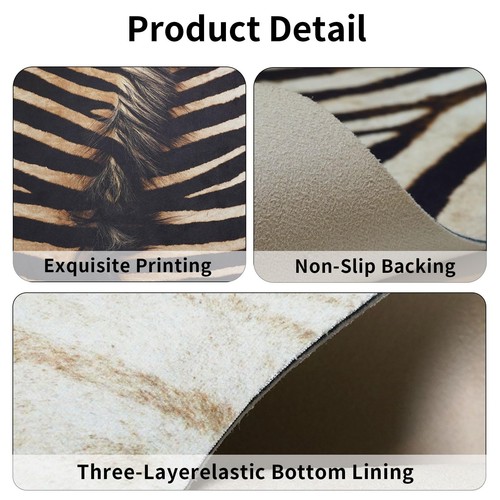 Zebra Teppich 4,6x5,2 Fuß Vorleger Gelb Beige Streifen Funky Vorleger für Schlafzimmer... - Bild 3 von 8