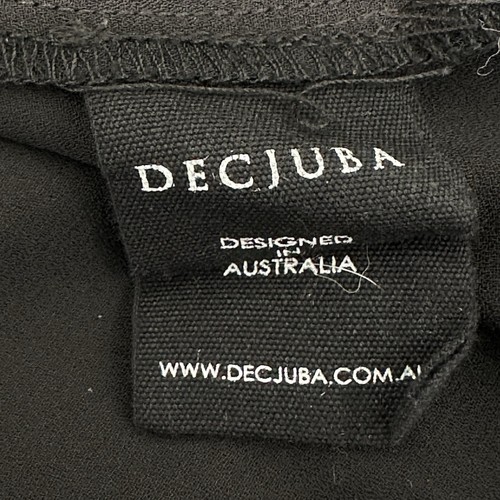 Decjuba Dress Women 12 Black Animal Print Knee Length Faux Wrap Lined High Neck - Picture 13 of 14